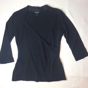 White House Black Market Faux Wrap 3/4 Sleeve‎ Top, Sz XS NWOT